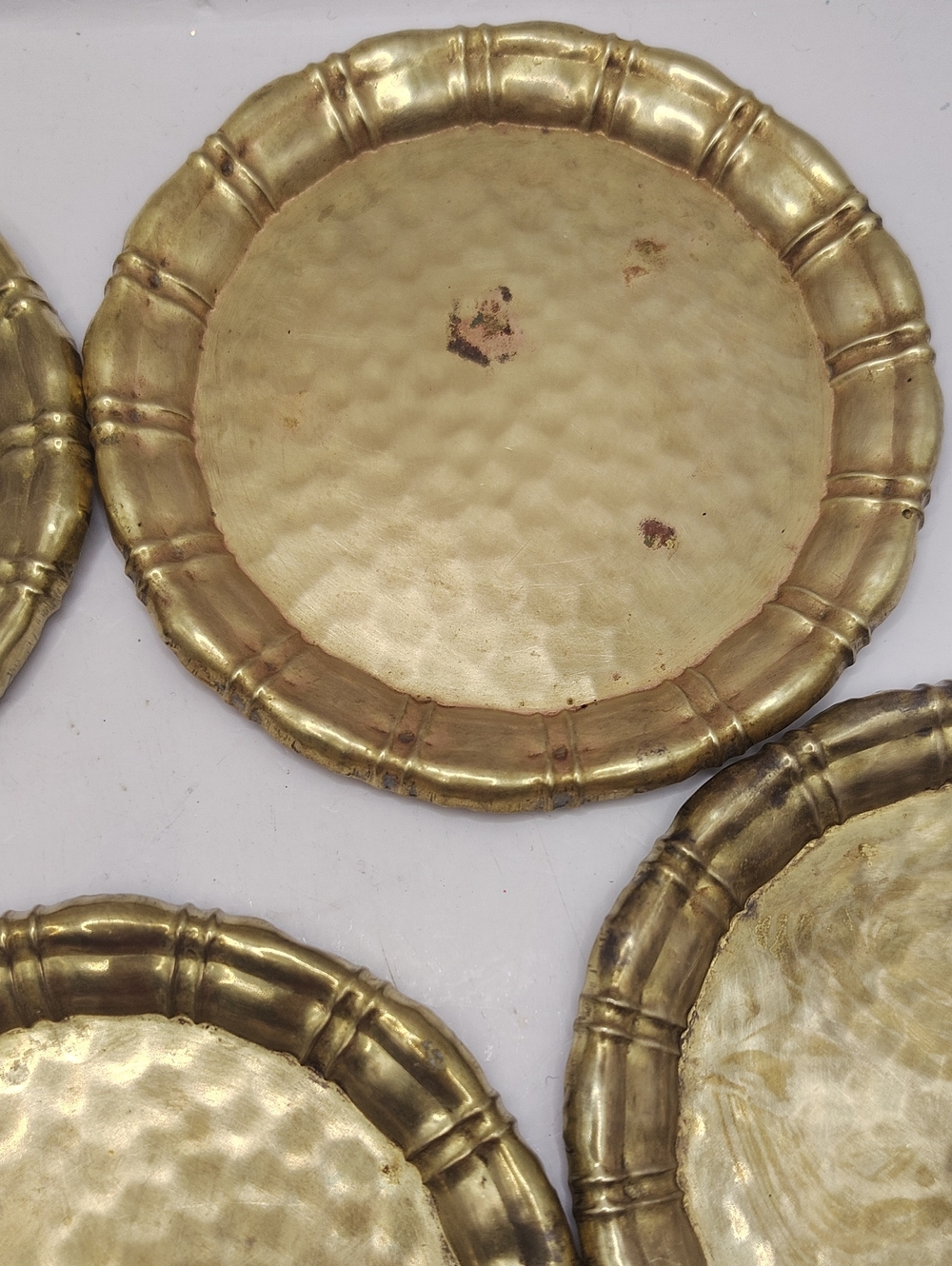Vintage Hammered Solid Stackable Brass Coasters - Set of 5 - Picture 4 of 7